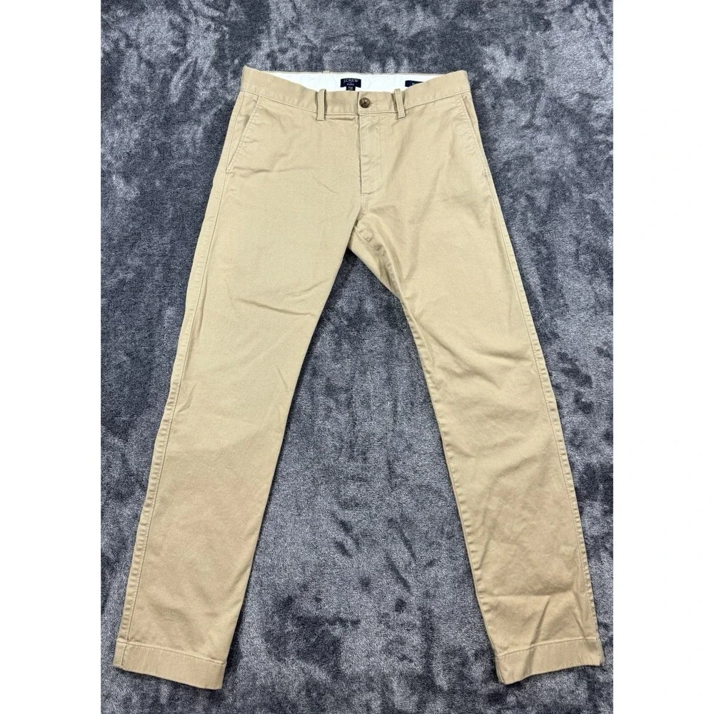 J.Crew Men's FLEX Chino Pants Size 30x30 Tan Khaki Polyester SLIM FIT